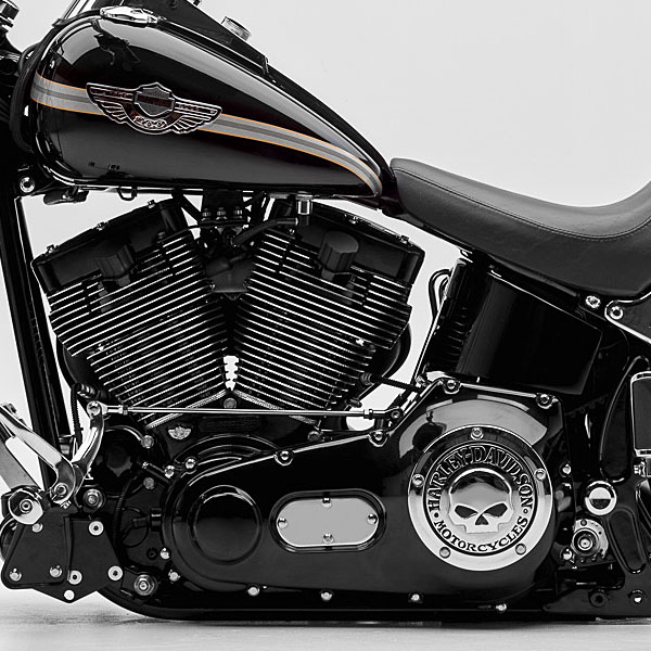 Black Ice Harley-Davidson® custom motorcycle left view of engine