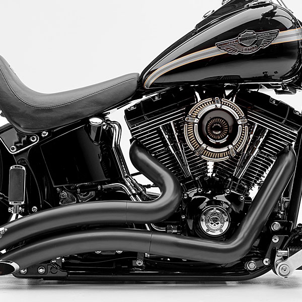 Black Ice Harley-Davidson® custom motorcycle right view of engine