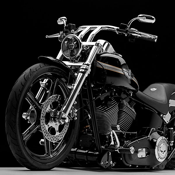 Black Ice Harley-Davidson® custom motorcycle front left view