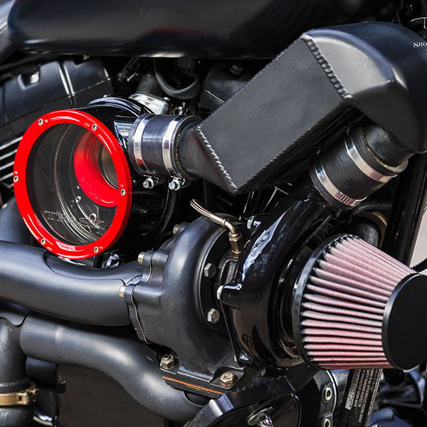Bone Crusher Harley-Davidson® Softail® Springer custom motorcycle turbo kit close up