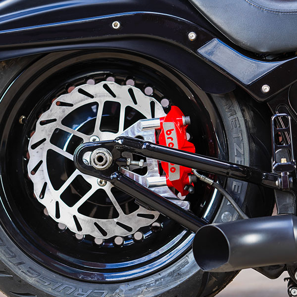 Bone Crusher Harley-Davidson® Softail® Springer custom motorcycle rear tire close up