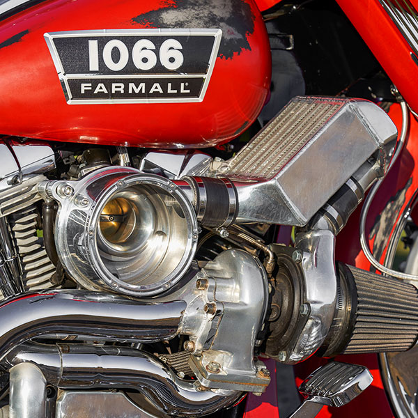 Farmall custom Harley-Davidson® close up view of turbo system