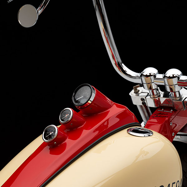 Custom Harley-Davidson® KD Transport motorcycle right view of gauges
