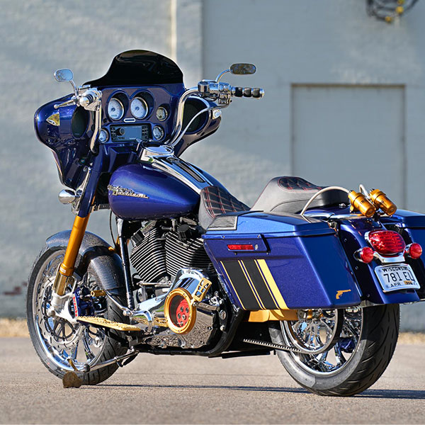 Lucky 13 Harley-Davidson® Steet Glide® custom motorcycle left rear view