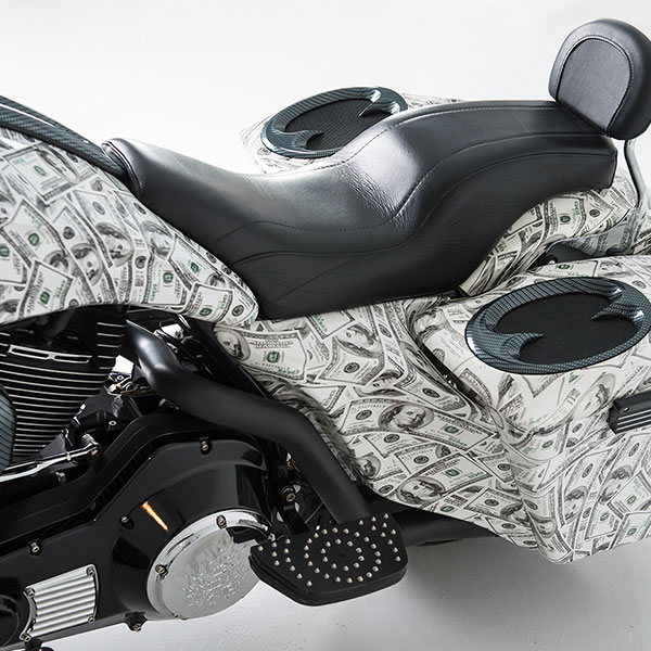 Money Bags Harley-Davidson® Road Glide® customized motorcycle seat