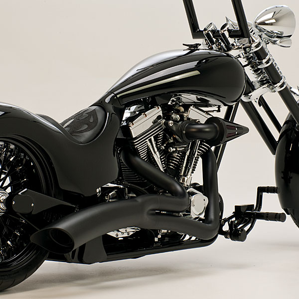 Black Sunshine Harley-Davidson® custom motorcycle right side engine view