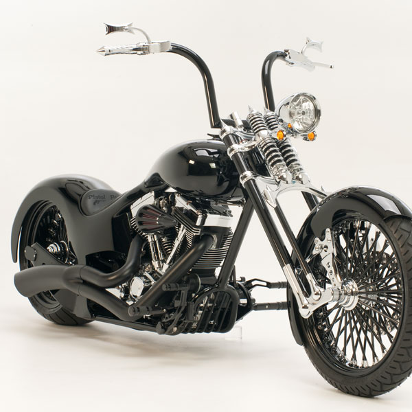 Black Sunshine Harley-Davidson® custom motorcycle front right side view