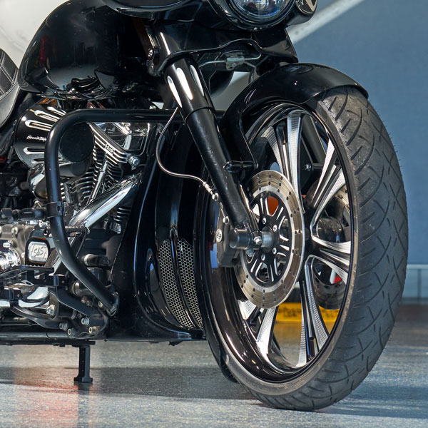 Thin Blue Line Harley-Davidson® custom motorcycle front wheel