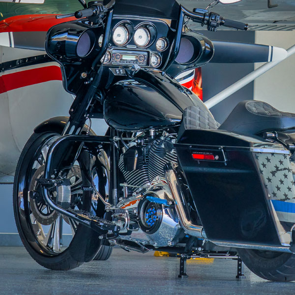 Thin Blue Line Harley-Davidson® custom motorcycle left rear view