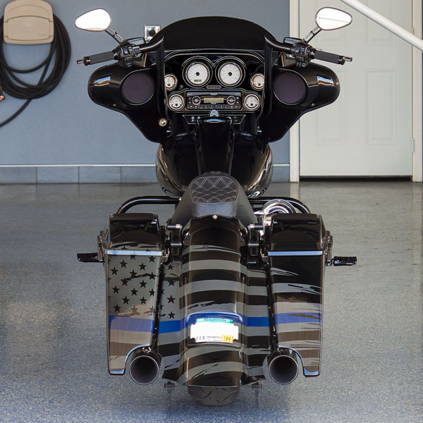 Thin Blue Line Harley-Davidson® custom motorcycle rear view