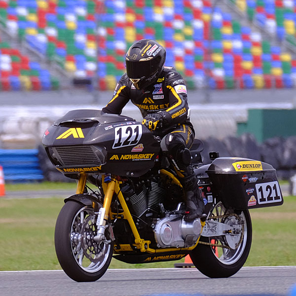 Nowaskey Racing is a custom motorcycle builder at Daytona start of race